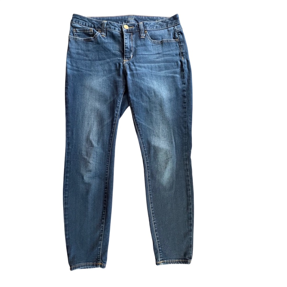 a.n.a Skinny Ankle Jeans Womens 8 Mid Rise Blue Dark Wash Stretch Denim